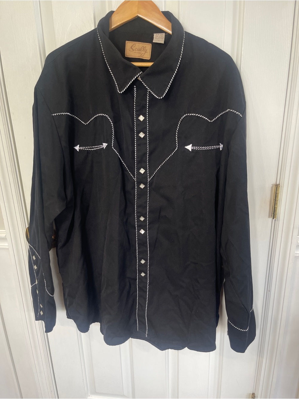 Scully Shirt Mens 3X Black Western Pearl Snap Embroidered